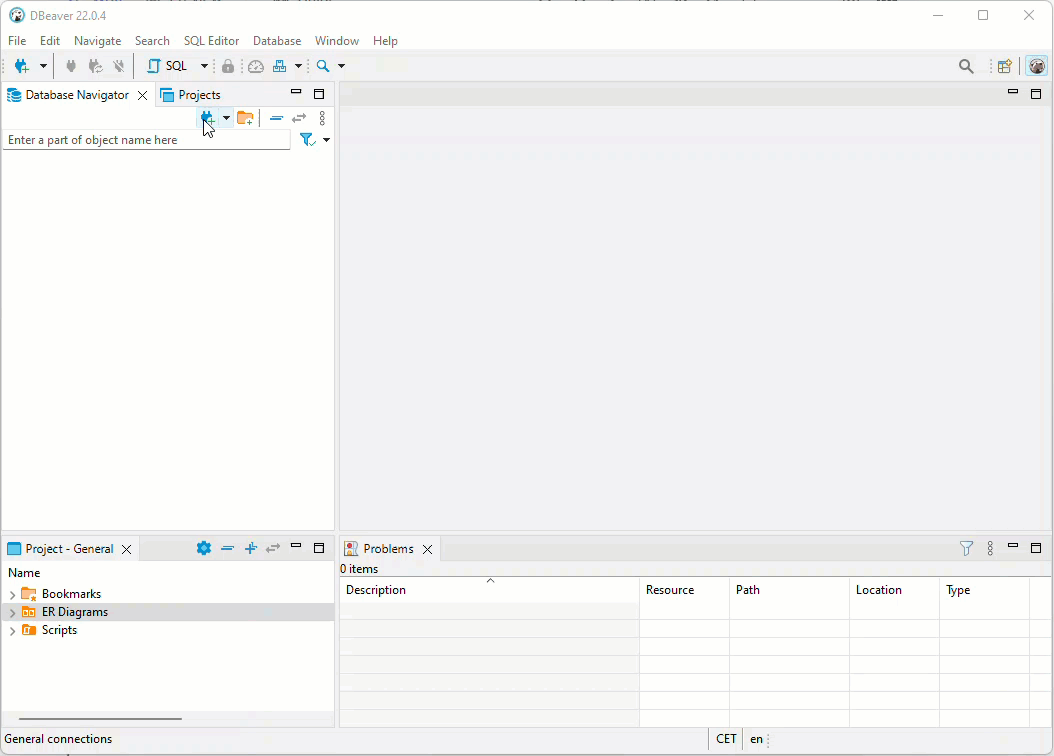 Screen recording: creating a PostgreSQL connection in DBeaver to localhost port 7001 as postgres, and the containerised database opening in the Database Navigator.